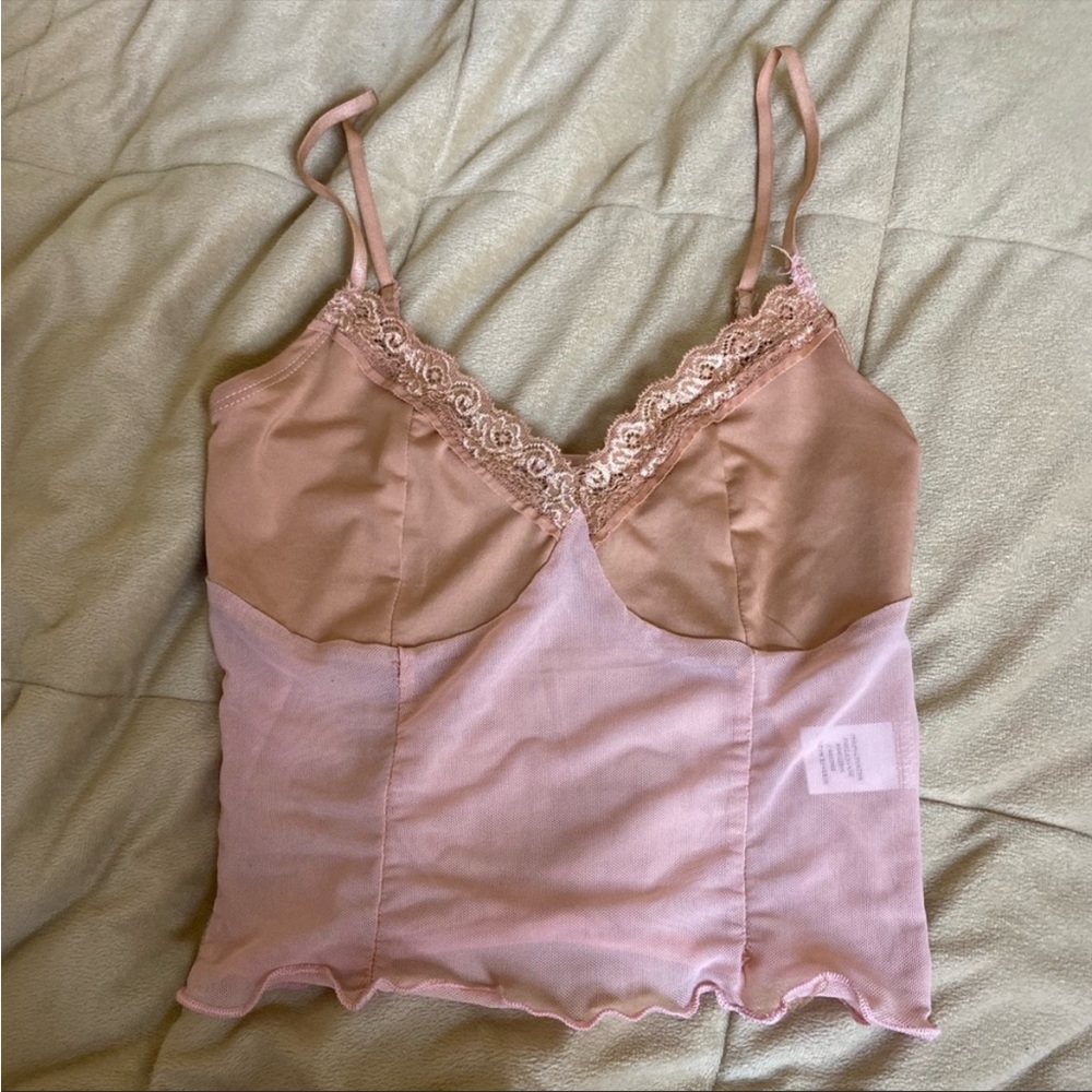 Verge Girl Nude Mesh Cami Pink Rose